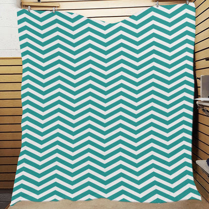 Chevron Teal Pattern Print Design 02 Premium Quilt