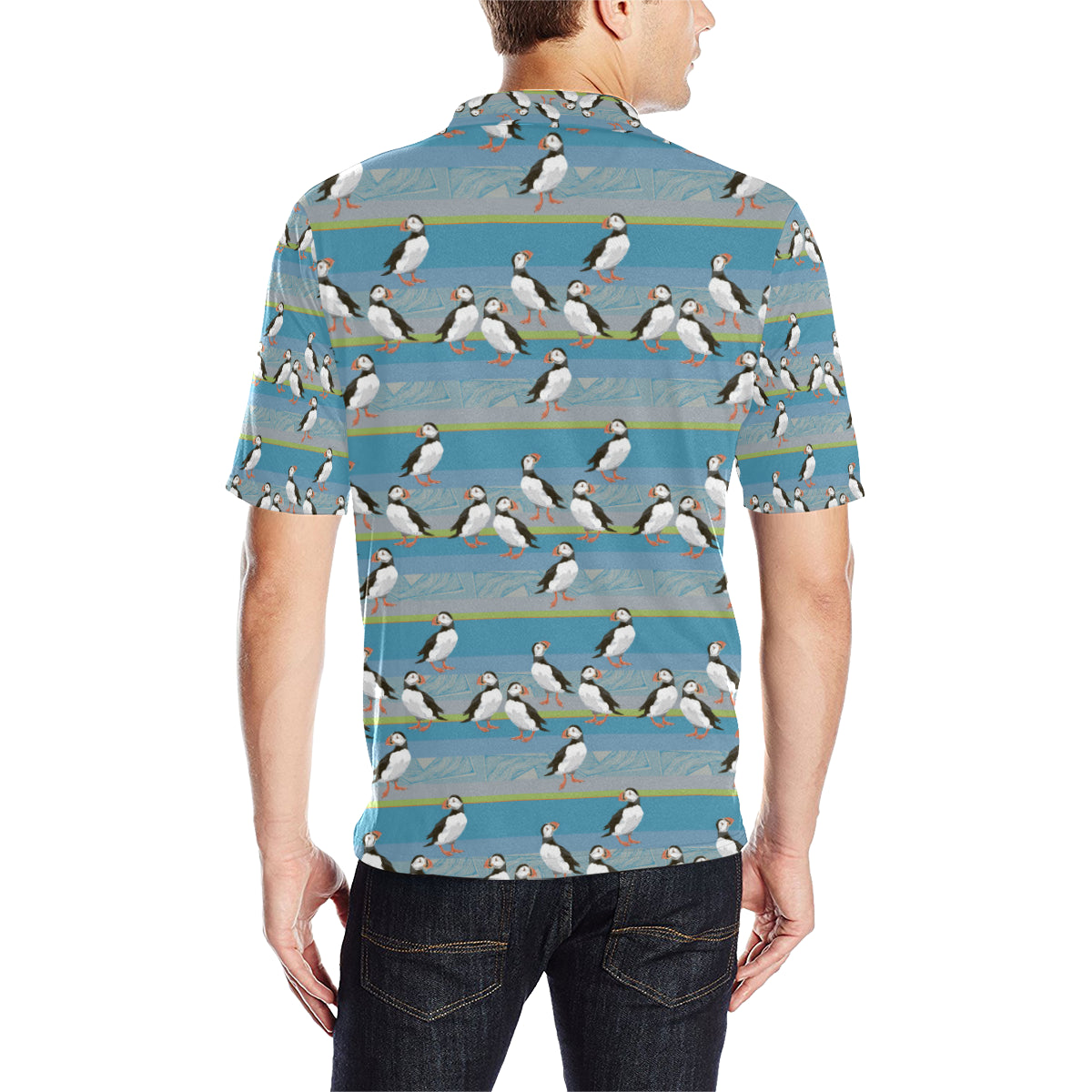 Puffin Pattern Print Design A01 Men Polo Shirt