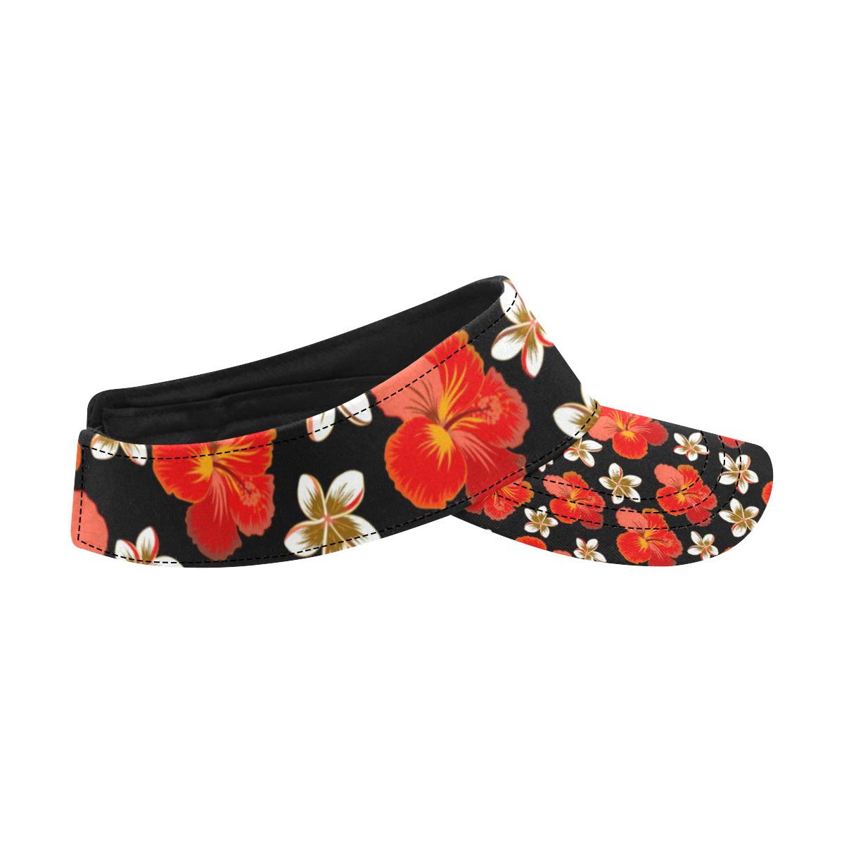 Red Hibiscus Pattern Print Design HB022 Unisex Sun Visor