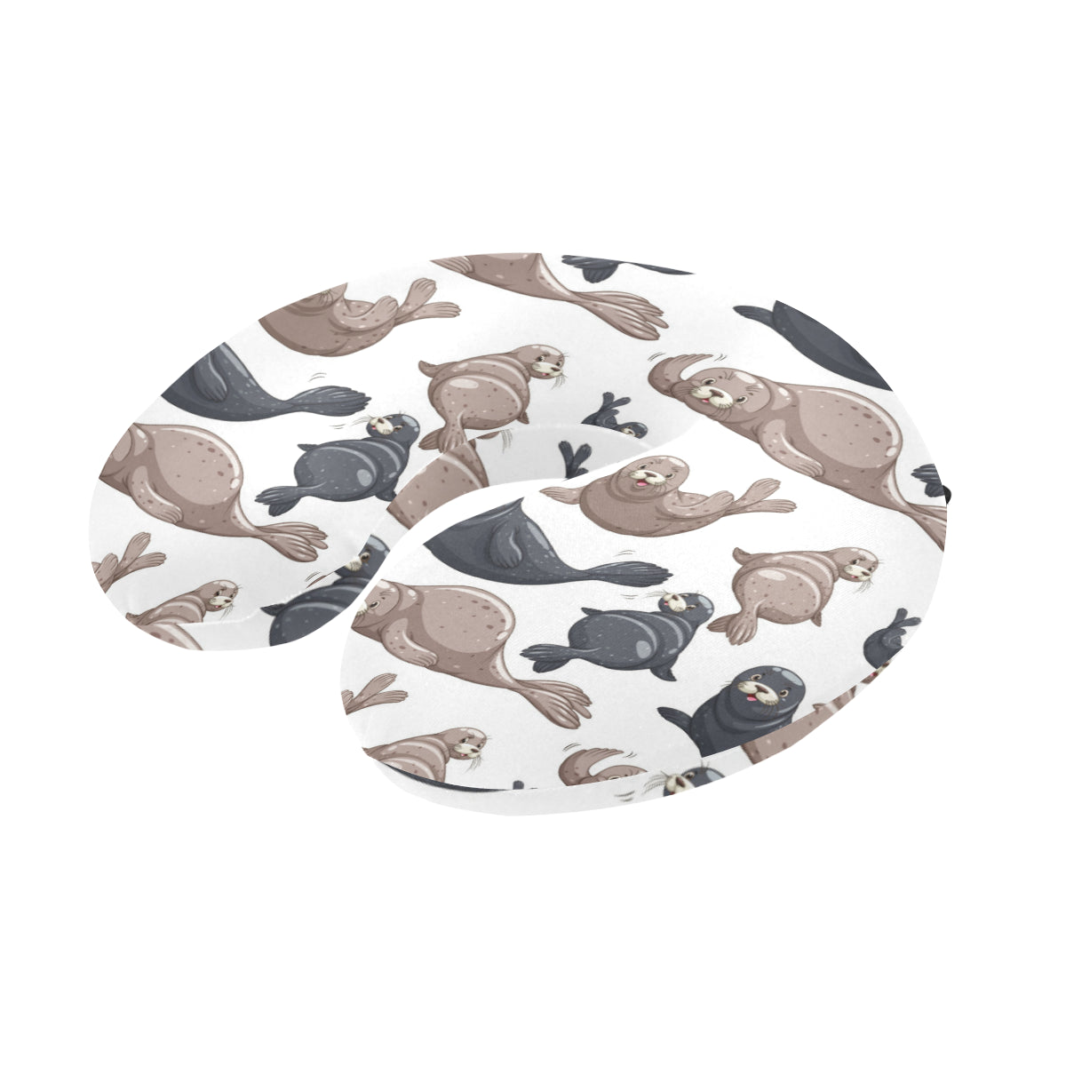 Sea Lion Pattern Print Design 02 U-Shaped Travel Neck Pillow