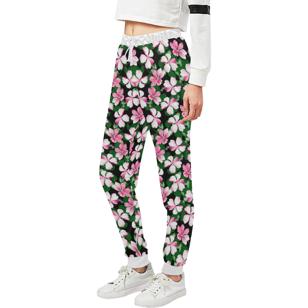 Hibiscus Pink Flower Hawaiian Print Unisex Sweatpants