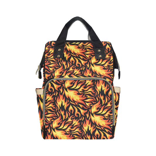 Flame Fire Design Pattern Diaper Bag Backpack