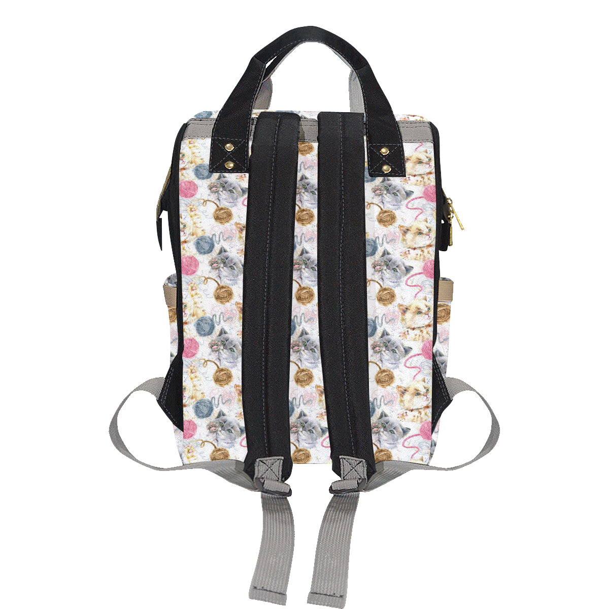 Cat Playing Yarn Pattern Print Design 07 Diaper Bag Backpack