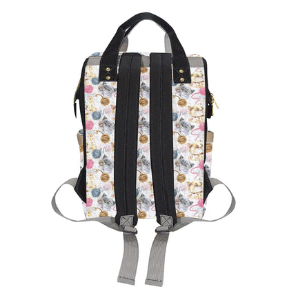 Cat Playing Yarn Pattern Print Design 07 Diaper Bag Backpack