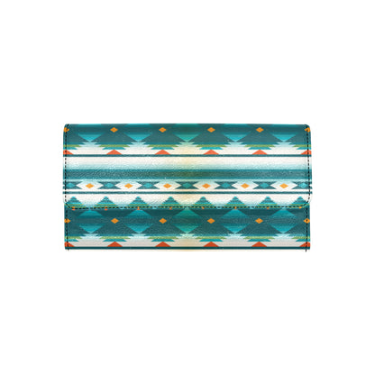 Blue Tribal Aztec Women's Trifold Wallet
