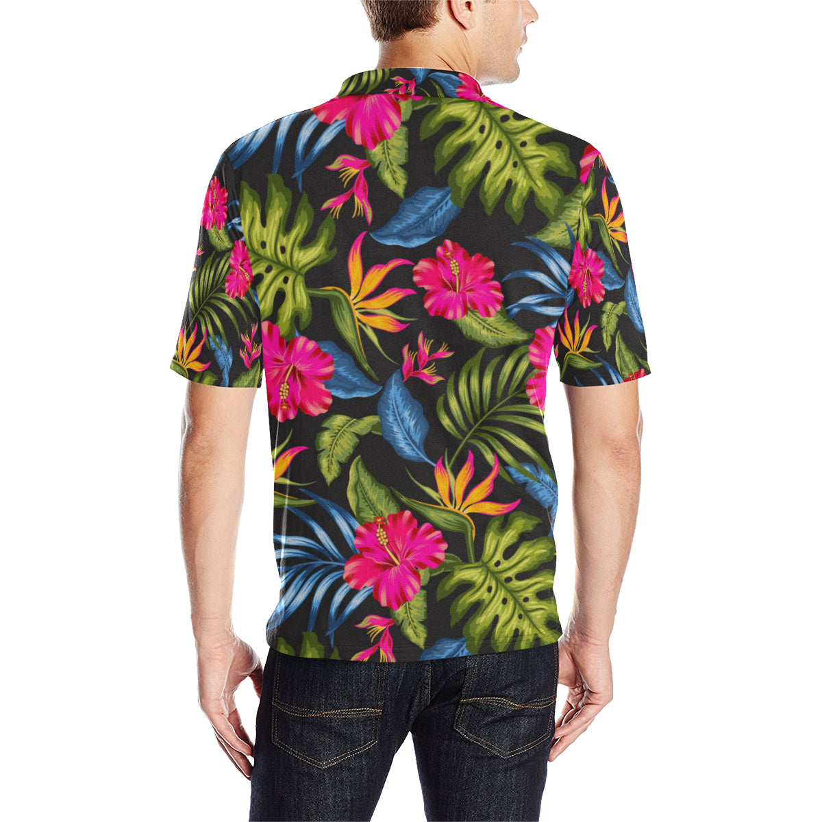 Bird Of Paradise Pattern Print Design BOP014 Men Polo Shirt