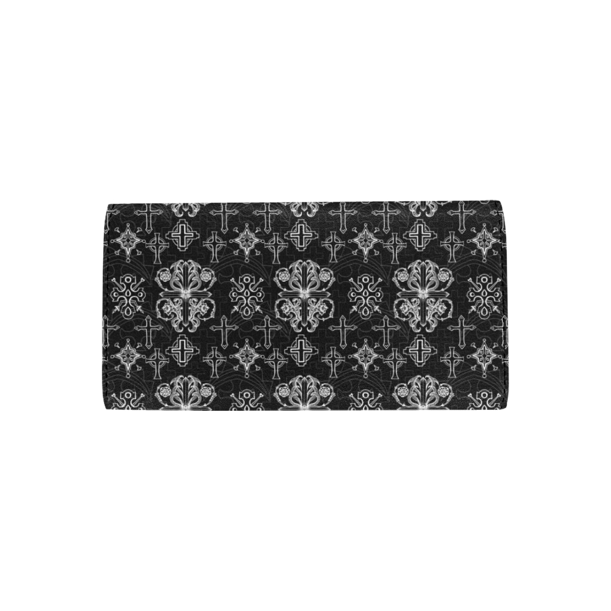 Cross Pattern Print Design 04 Women's Trifold Wallet