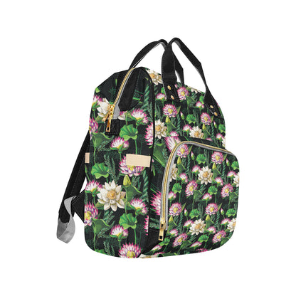 Water Lily Pattern Print Design WL010 Diaper Bag Backpack