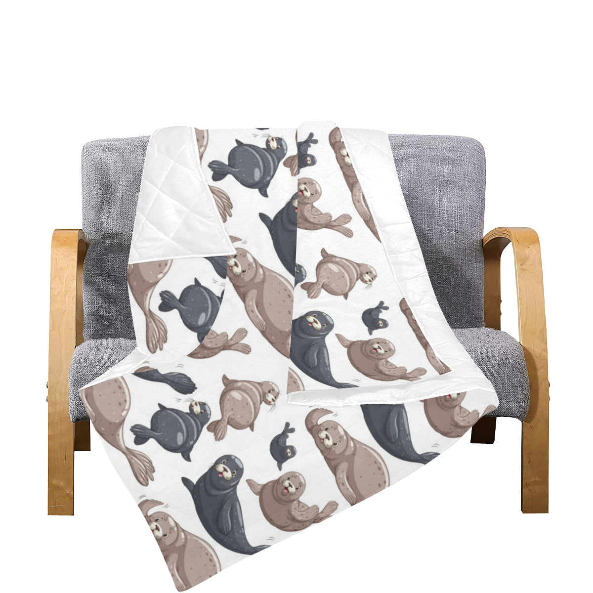 Sea Lion Pattern Print Design 02 Premium Quilt