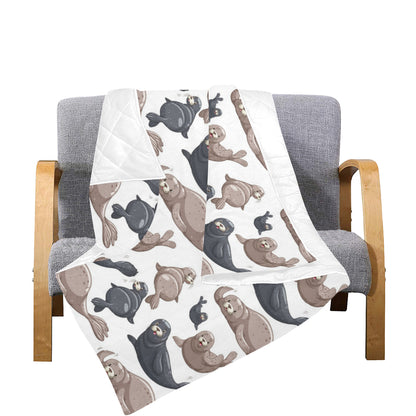 Sea Lion Pattern Print Design 02 Premium Quilt