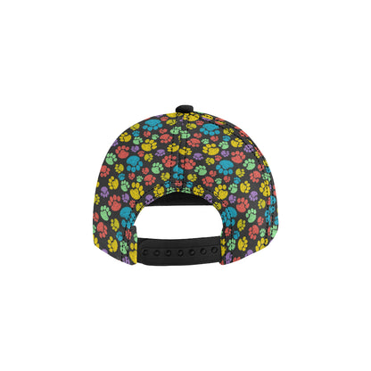 Paw Colorful Print Snapback Cap