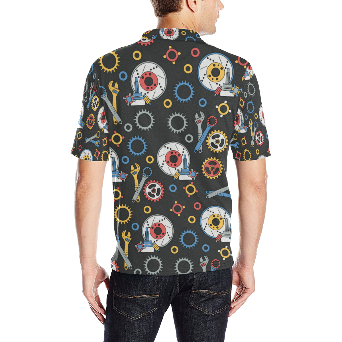 Mechanic Pattern Print Design 01 Men Polo Shirt