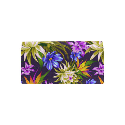 Water Lily Pattern Print Design WL08 Women's Trifold Wallet