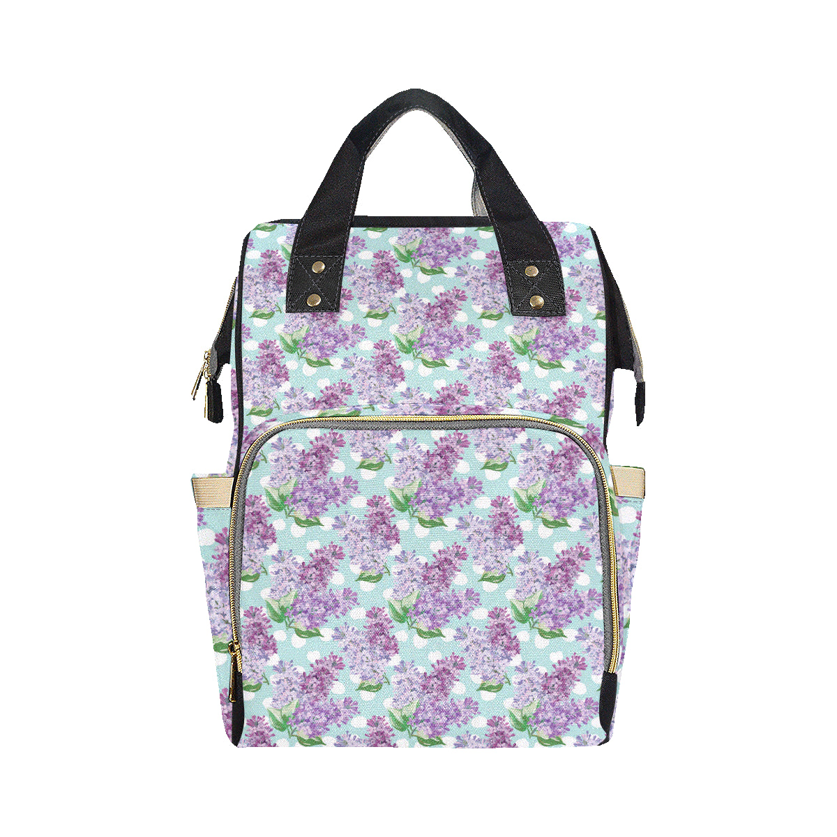 Lilac Pattern Print Design 02 Diaper Bag Backpack