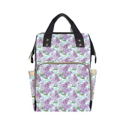 Lilac Pattern Print Design 02 Diaper Bag Backpack