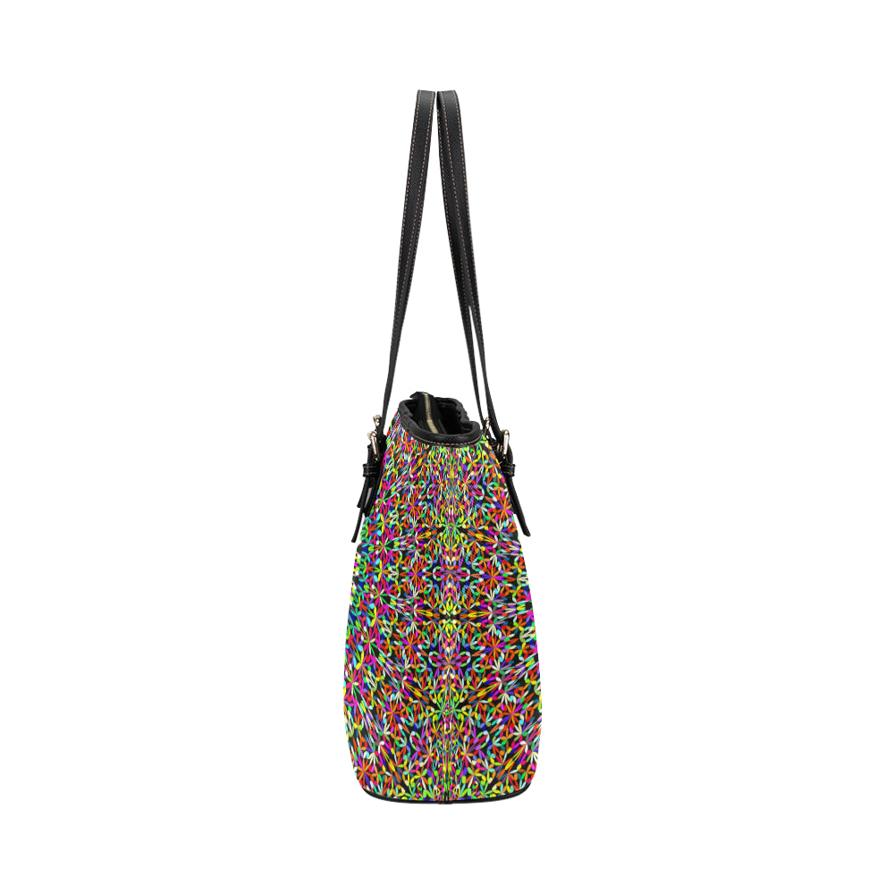 Bohemian Colorful Style Print Leather Tote Bag