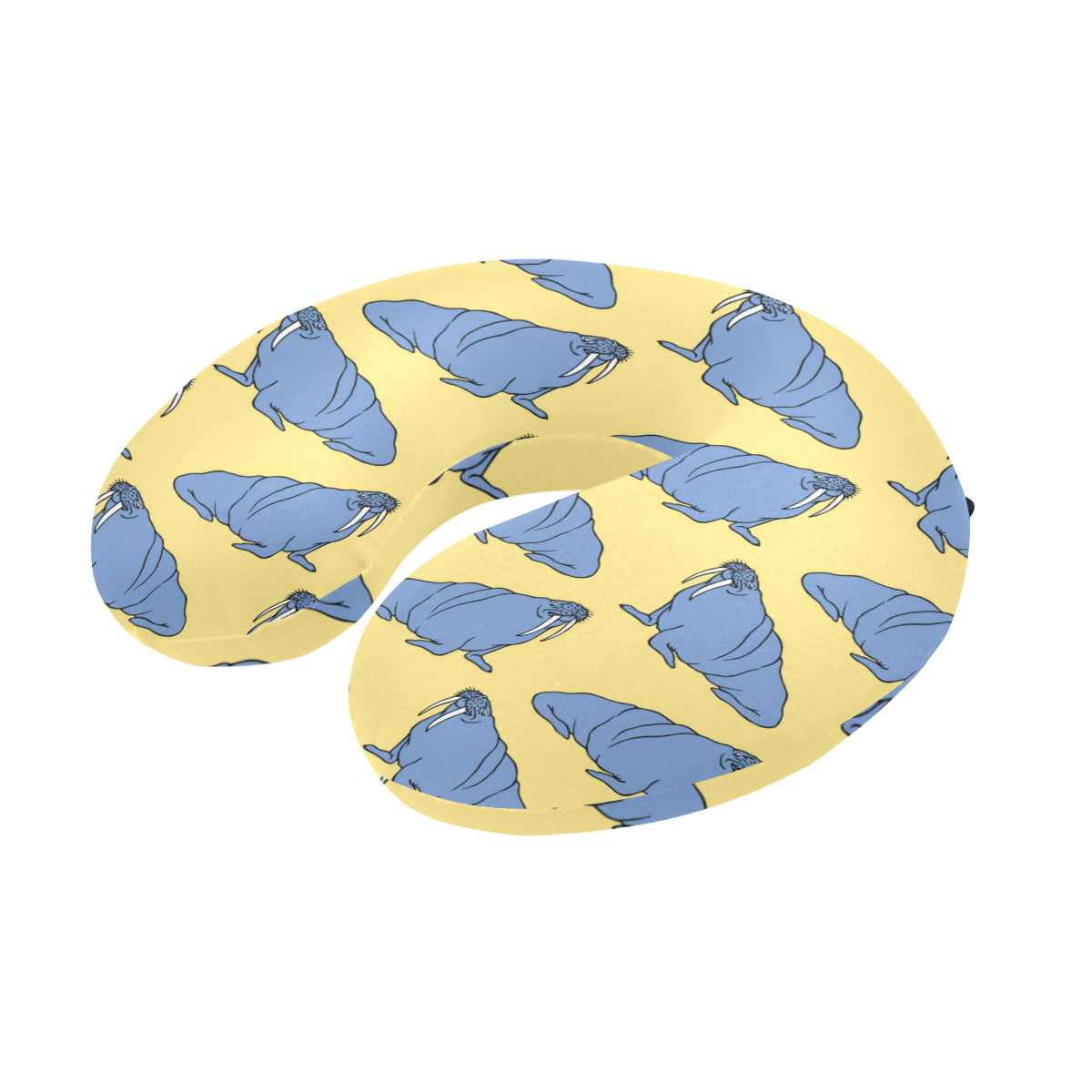Walrus Pattern Print Design 02 U-Shaped Travel Neck Pillow