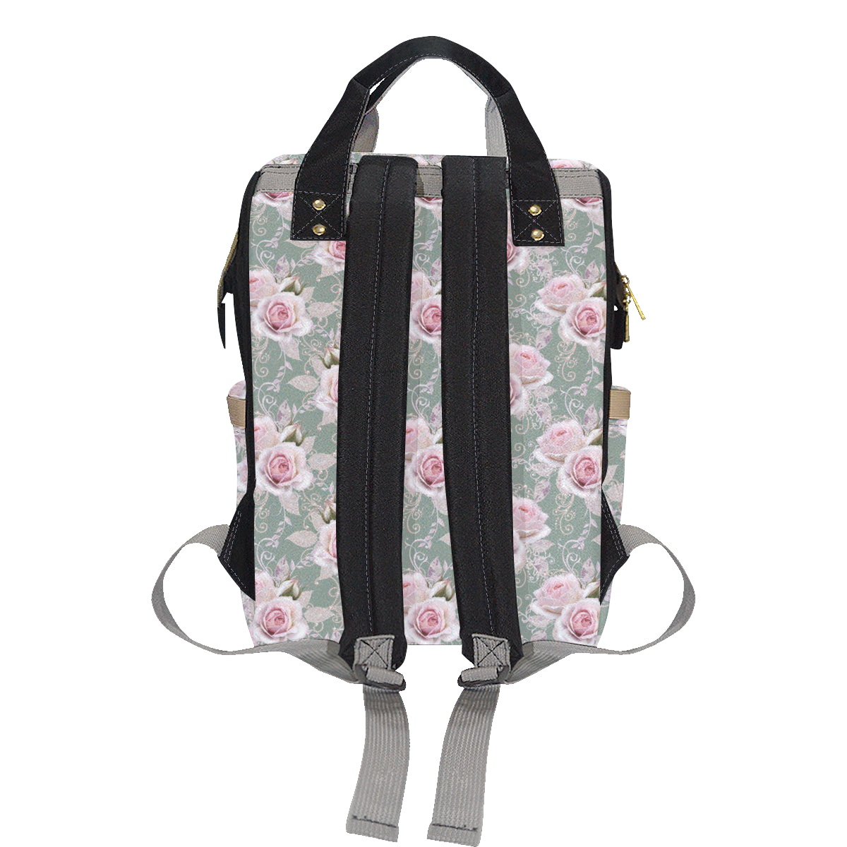 Rose White Pattern Print Design RO012 Diaper Bag Backpack