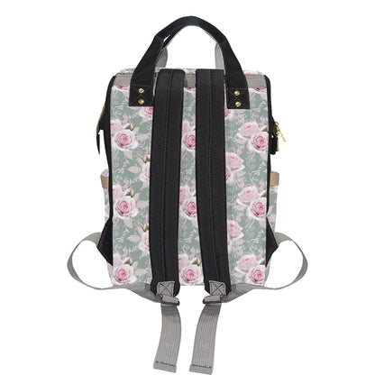 Rose White Pattern Print Design RO012 Diaper Bag Backpack