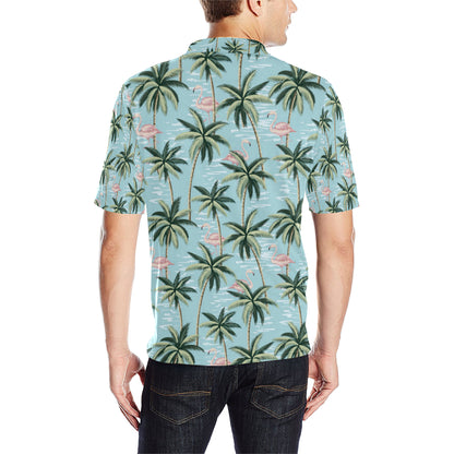 Palm Tree Pattern Print Design PT05 Men Polo Shirt