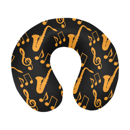 Saxophone Pattern Print Design 02 U-Shaped Travel Neck Pillow