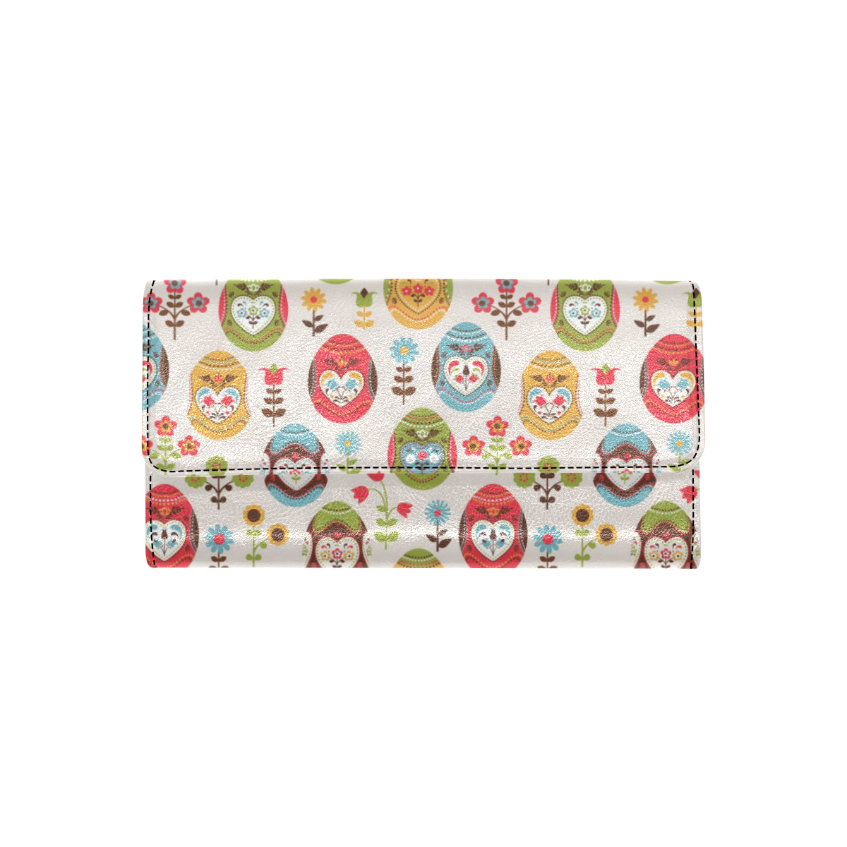 Easter Eggs Pattern Print Design RB011 Women's Trifold Wallet
