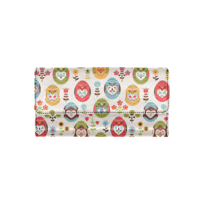 Easter Eggs Pattern Print Design RB011 Women's Trifold Wallet