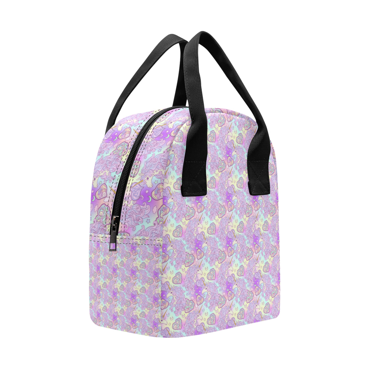 Unicorn Rainbow Star Heart Print Insulated Lunch Bag