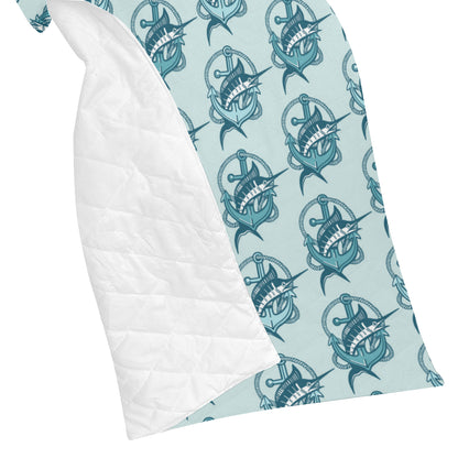 Swordfish Pattern Print Design 03 Premium Quilt