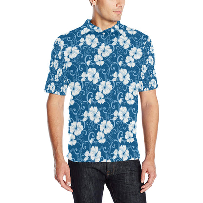 Hibiscus Pattern Print Design HB03 Men Polo Shirt