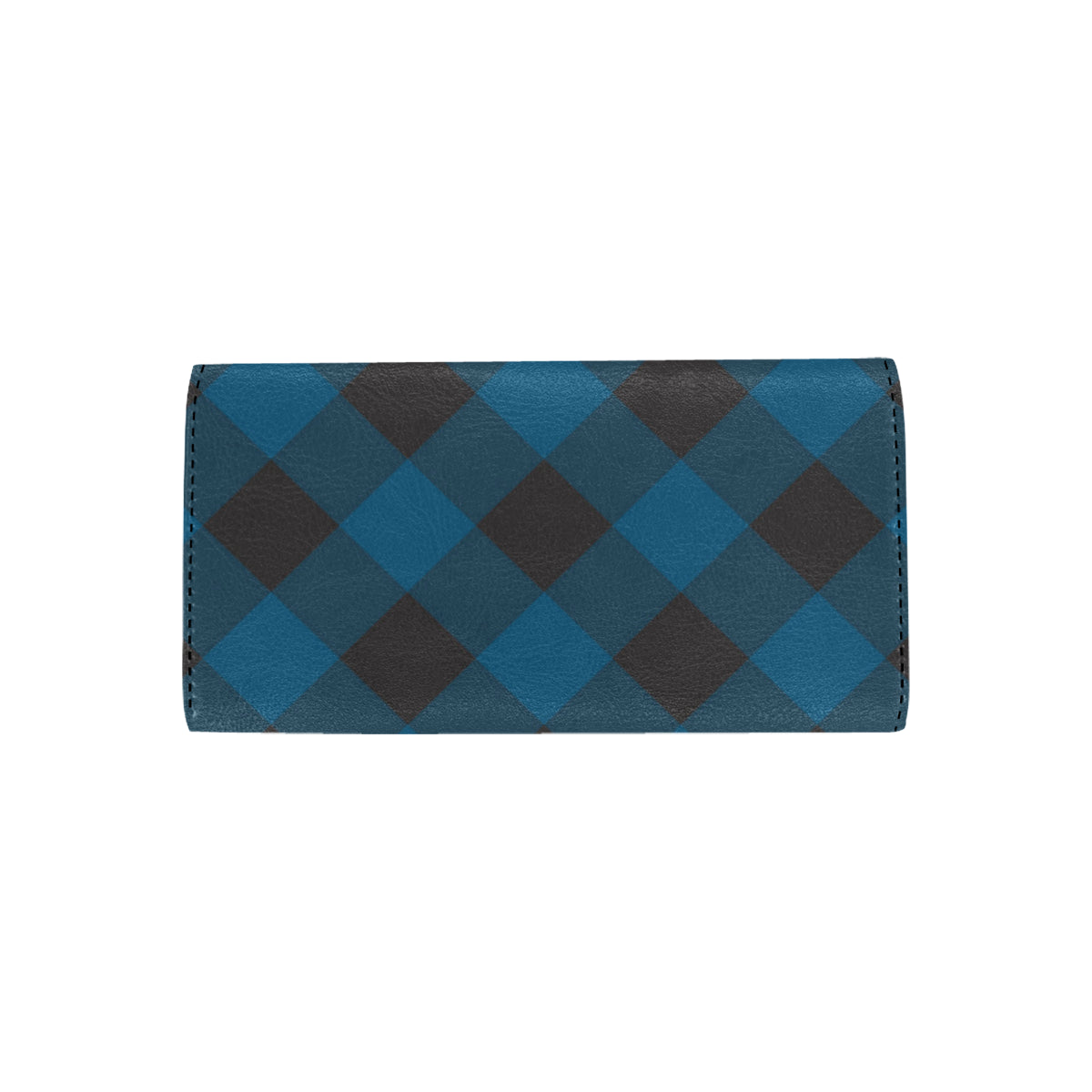 Plaid Blue Pattern Print Design A04 Women's Trifold Wallet