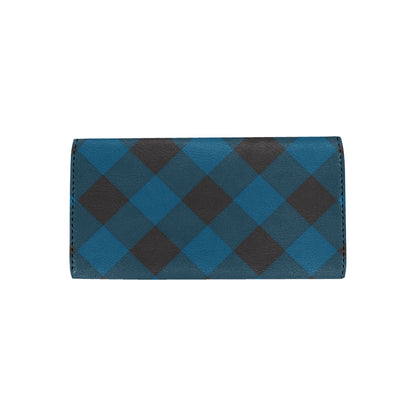 Plaid Blue Pattern Print Design A04 Women's Trifold Wallet