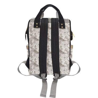 Nautical Map Design Themed Print Diaper Bag Backpack