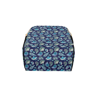 Beach Seashell Blue Print Diaper Bag Backpack