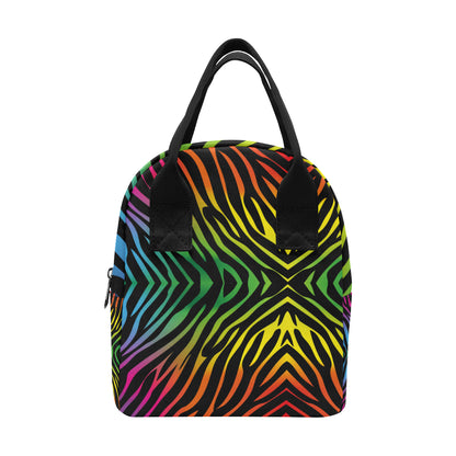 Rainbow Zebra Themed Print Insulated Lunch Bag