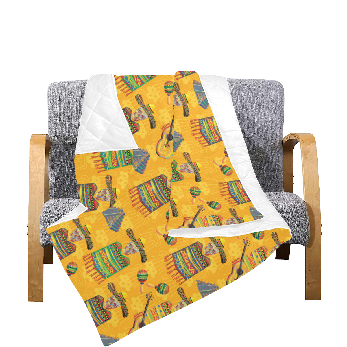 Maracas Mexican Style Pattern Print Design 02 Premium Quilt