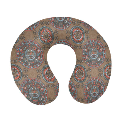 Calendar Aztec Pattern Print Design 03 U-Shaped Travel Neck Pillow
