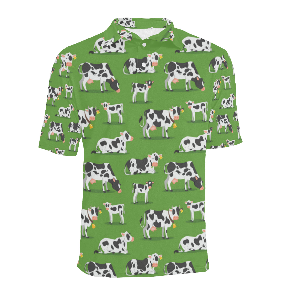 Cow Happy Print Pattern Men Polo Shirt