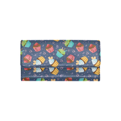 Cupcake Pattern Print Design 02 Women's Trifold Wallet
