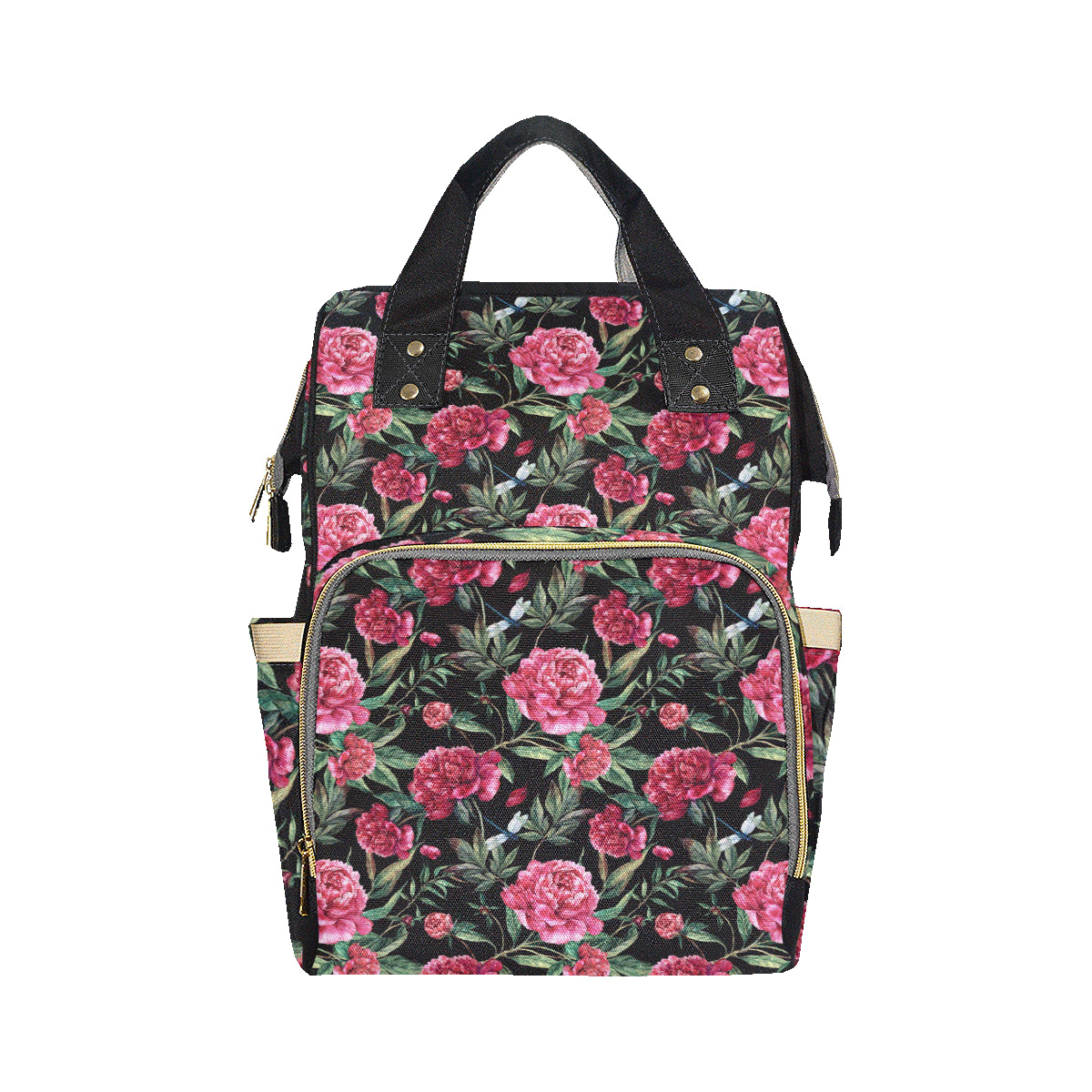 Peony Pattern Print Design PE04 Diaper Bag Backpack
