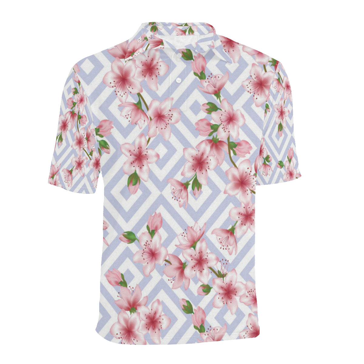 Cherry Blossom Pattern Print Design CB07 Men Polo Shirt