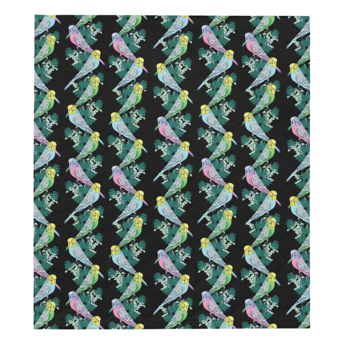 Budgerigar Pattern Print Design 03 Premium Quilt