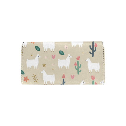 Llama Cactus Pattern Print Design 09 Women's Trifold Wallet