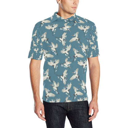 Crane Pattern Print Design 02 Men Polo Shirt