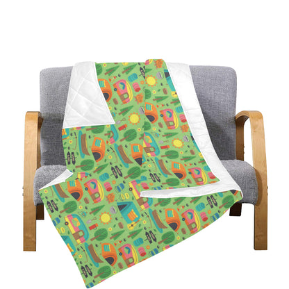 Camping Camper Pattern Print Design 04 Premium Quilt
