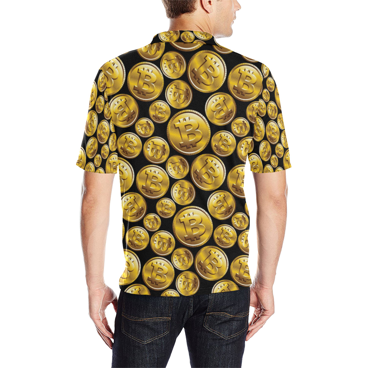 Bitcoin Pattern Print Design DO05 Men Polo Shirt