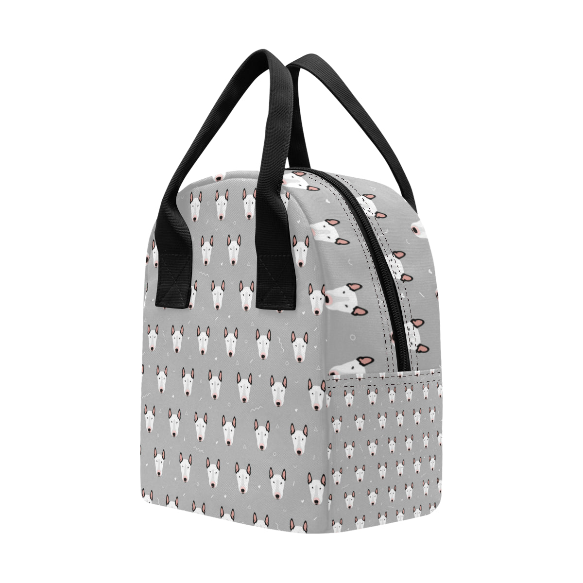 Bull Terrier Head Print Pattern Insulated Lunch Bag
