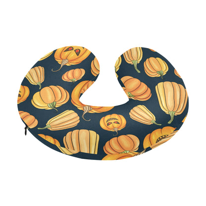 Pumpkin Halloween Pattern Print Design A04 U-Shaped Travel Neck Pillow