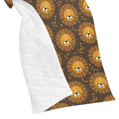 Lion Cartoon Pattern Print Design 01 Premium Quilt