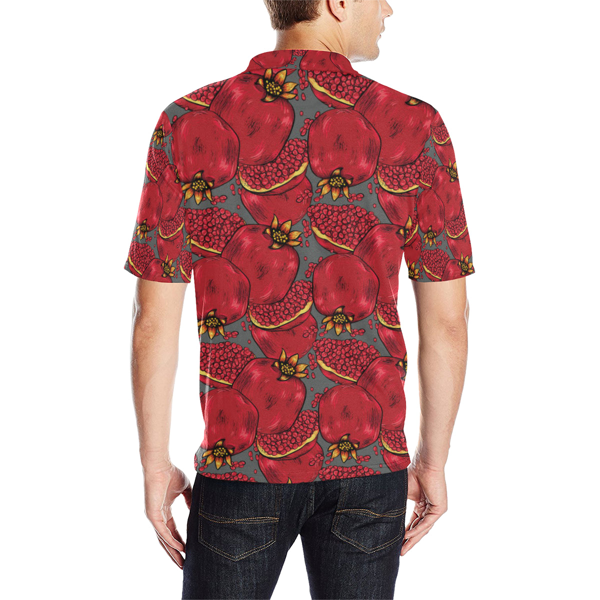 Pomegranate Pattern Print Design PG05 Men Polo Shirt